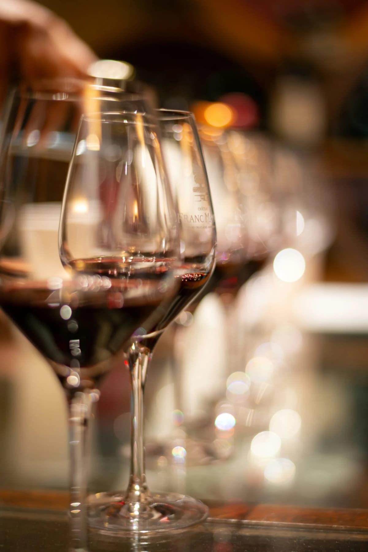 Wine tasting glasses with different wines
